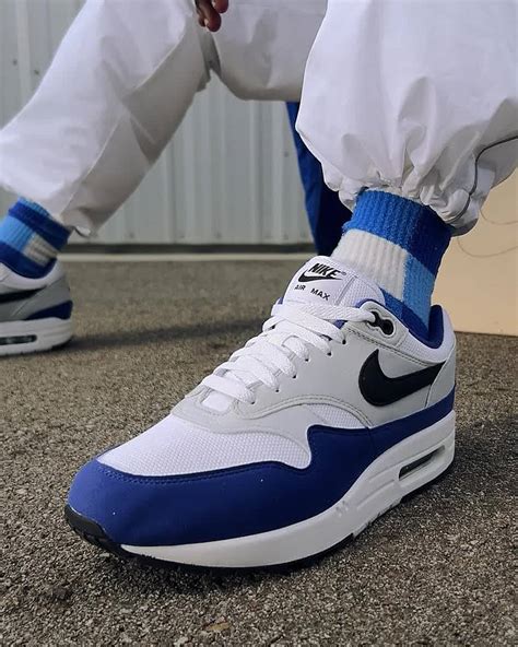 nike air max 1 premium heren schoenen grijs wit koningsblauw|air max 1 schoenen.